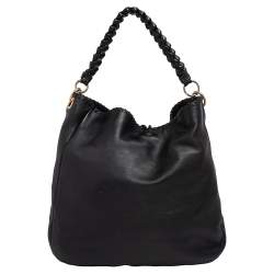 Pre Owned Salvatore Ferragamo Black Leather Hobo 