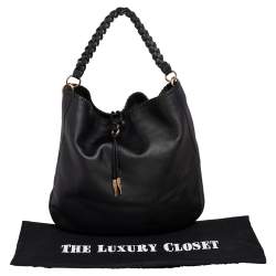 Pre Owned Salvatore Ferragamo Black Leather Hobo 