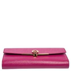 Pre Owned حقيبة كلتش سالفاتوري فيراغامو غانشيني جلد فوشيا بسلسلة 