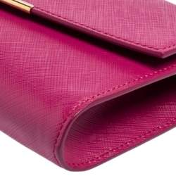 Pre Owned حقيبة كلتش سالفاتوري فيراغامو غانشيني جلد فوشيا بسلسلة 