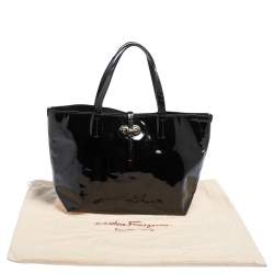 مملوكة مسبقًا Salvatore Ferragamo Black Patent Leather Bice Tote