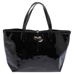 مملوكة مسبقًا Salvatore Ferragamo Black Patent Leather Bice Tote