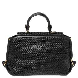 Pre Owned حقيبة سالفاتوري فيراغامو صوفيا جلد ورافية مجدولة أسود يد علوية كبيرة