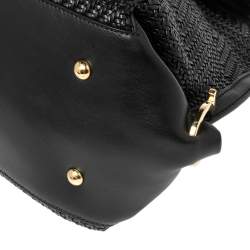 Pre Owned حقيبة سالفاتوري فيراغامو صوفيا جلد ورافية مجدولة أسود يد علوية كبيرة