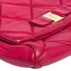 Salvatore Ferragamo Pink Quilted Leather Vara Bow Chain Shoulder Bag