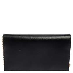 مملوكة مسبقًا محفظة بسلسلة سالفاتوري فيراغامو ميس فارا جلد أسود  