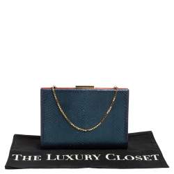 مملوكة مسبقًا Salvatore Ferragamo Orange/Iridescent Suede and Python Chain Clutch