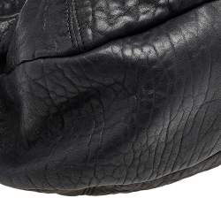 Pre Owned Salvatore Ferragamo Black Leather Gancini Hobo