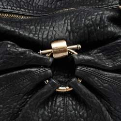 Pre Owned Salvatore Ferragamo Black Leather Gancini Hobo