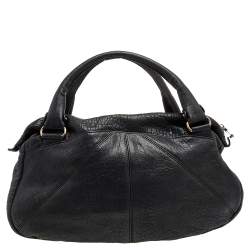 Pre Owned Salvatore Ferragamo Black Leather Gancini Hobo