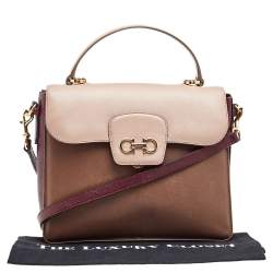 Pre Owned حقيبة سالفاتوري فيراغامو جلد بني/بيج مزين غانسيني يد علوية