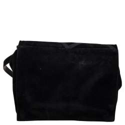 Salvatore Ferragamo Black Suede Flap Messenger Bag