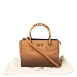 Pre Owned Salvatore Ferragamo Brown Ombre Leather Double Gancio Tote