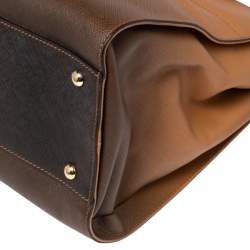 Pre Owned Salvatore Ferragamo Brown Ombre Leather Double Gancio Tote