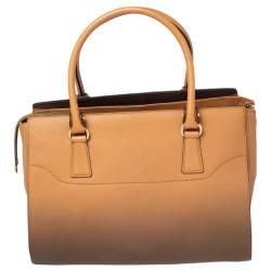 Pre Owned Salvatore Ferragamo Brown Ombre Leather Double Gancio Tote
