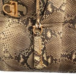 Pre Owned حقيبة ساتشل سالفاتورى فيراغامو غانسينى جلد ثعبان بني / بيج