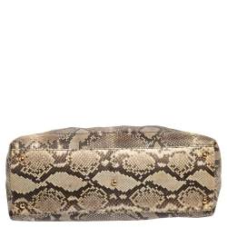 Pre Owned حقيبة ساتشل سالفاتورى فيراغامو غانسينى جلد ثعبان بني / بيج