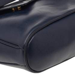 Pre Owned Salvatore Ferragamo Blue/Black Leather Flap Shoulder Bag