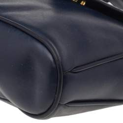 Pre Owned Salvatore Ferragamo Blue/Black Leather Flap Shoulder Bag