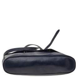 Pre Owned Salvatore Ferragamo Blue/Black Leather Flap Shoulder Bag