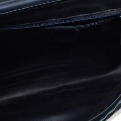 Pre Owned Salvatore Ferragamo Blue/Black Leather Flap Shoulder Bag
