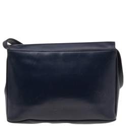 Pre Owned Salvatore Ferragamo Blue/Black Leather Flap Shoulder Bag