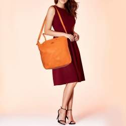 Pre Owned Salvatore Ferragamo Orange Leather Mika Tote