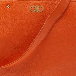 Pre Owned Salvatore Ferragamo Orange Leather Mika Tote