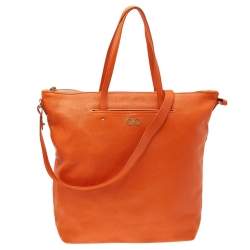 Pre Owned Salvatore Ferragamo Orange Leather Mika Tote