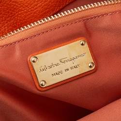 Pre Owned Salvatore Ferragamo Orange Leather Mika Tote