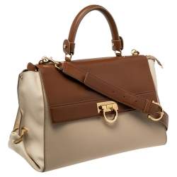 مملوكة مسبقًا حقيبة سالفاتوري فيراغامو صوفيا جلد ثلاثي اللون كبيرة بيد علوية