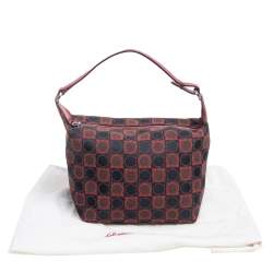 Pre Owned Salvatore Ferragamo Tricolor Gancini Canvas and Leather Trim Pochette