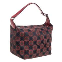 Pre Owned Salvatore Ferragamo Tricolor Gancini Canvas and Leather Trim Pochette