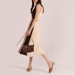 Pre Owned Salvatore Ferragamo Brown Suede and Leather Gancio Baguette Shoulder Bag