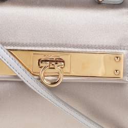 Pre Owned Salvatore Ferragamo Grey Satin Mini Sofia Crossbody Bag