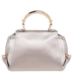 Pre Owned Salvatore Ferragamo Grey Satin Mini Sofia Crossbody Bag