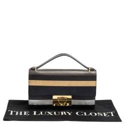 مملوكة مسبقًا Salvatore Ferragamo Multicolor Stripe Leather and Python Trim Aileen Top Handle Bag