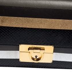 مملوكة مسبقًا Salvatore Ferragamo Multicolor Stripe Leather and Python Trim Aileen Top Handle Bag