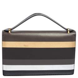 مملوكة مسبقًا Salvatore Ferragamo Multicolor Stripe Leather and Python Trim Aileen Top Handle Bag