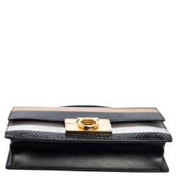 مملوكة مسبقًا Salvatore Ferragamo Multicolor Stripe Leather and Python Trim Aileen Top Handle Bag