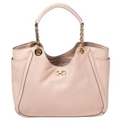 Pre Owned Salvatore Ferragamo Pink Leather and Patent Leather Betulla Tote