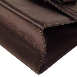 Pre Owned حقيبة سالفاتوري فيراغامو ساتان بني داكن مزخرف كريستال بفيونكة ويد علوية