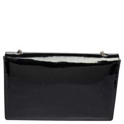 مملوكة مسبقًا محفظة بسلسلة سالفاتوري فيراغامو قلاب فيونكة فارا جلد لامع أسود