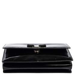 مملوكة مسبقًا محفظة بسلسلة سالفاتوري فيراغامو قلاب فيونكة فارا جلد لامع أسود