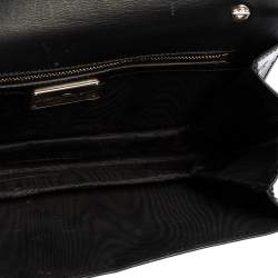 مملوكة مسبقًا محفظة بسلسلة سالفاتوري فيراغامو قلاب فيونكة فارا جلد لامع أسود