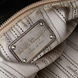 Pre Owned Salvatore Ferragamo Metallic Olive Leather Tote