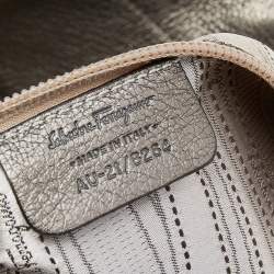 Pre Owned Salvatore Ferragamo Metallic Olive Leather Tote