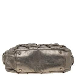 Pre Owned Salvatore Ferragamo Metallic Olive Leather Tote