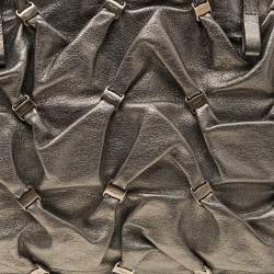 Pre Owned Salvatore Ferragamo Metallic Olive Leather Tote