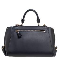 Pre Owned Salvatore Ferragamo Black Leather Large Sofia Top Handle Bag